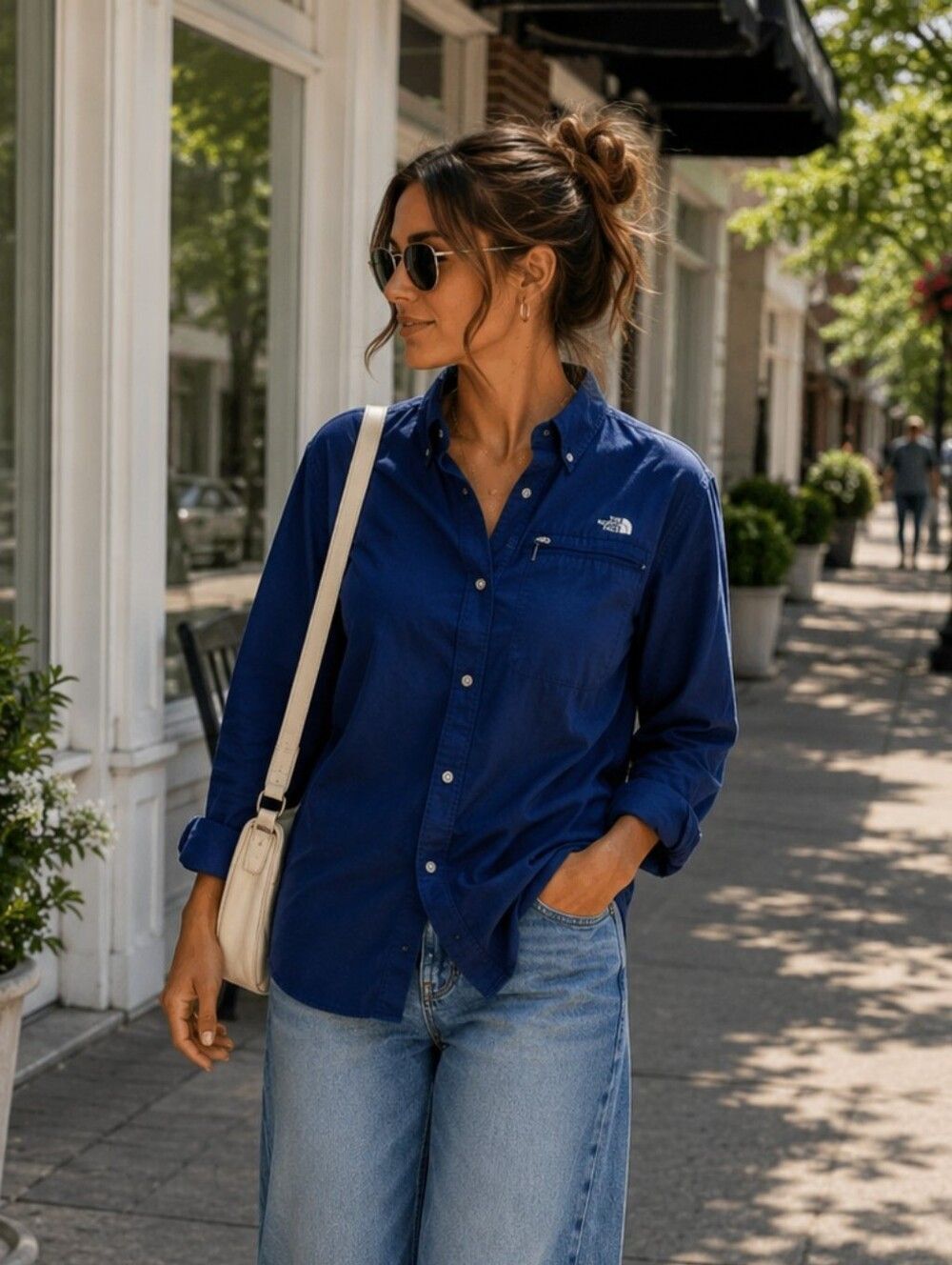 North Face Blue Button Down Shirt